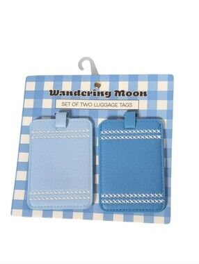 Wandering Moon Blue & White Luggage Tags Set of 2